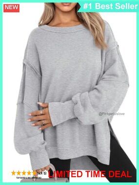 Oversized Crewneck Sweatshirt Polyester Cotton Pullover Y2K Preppy
